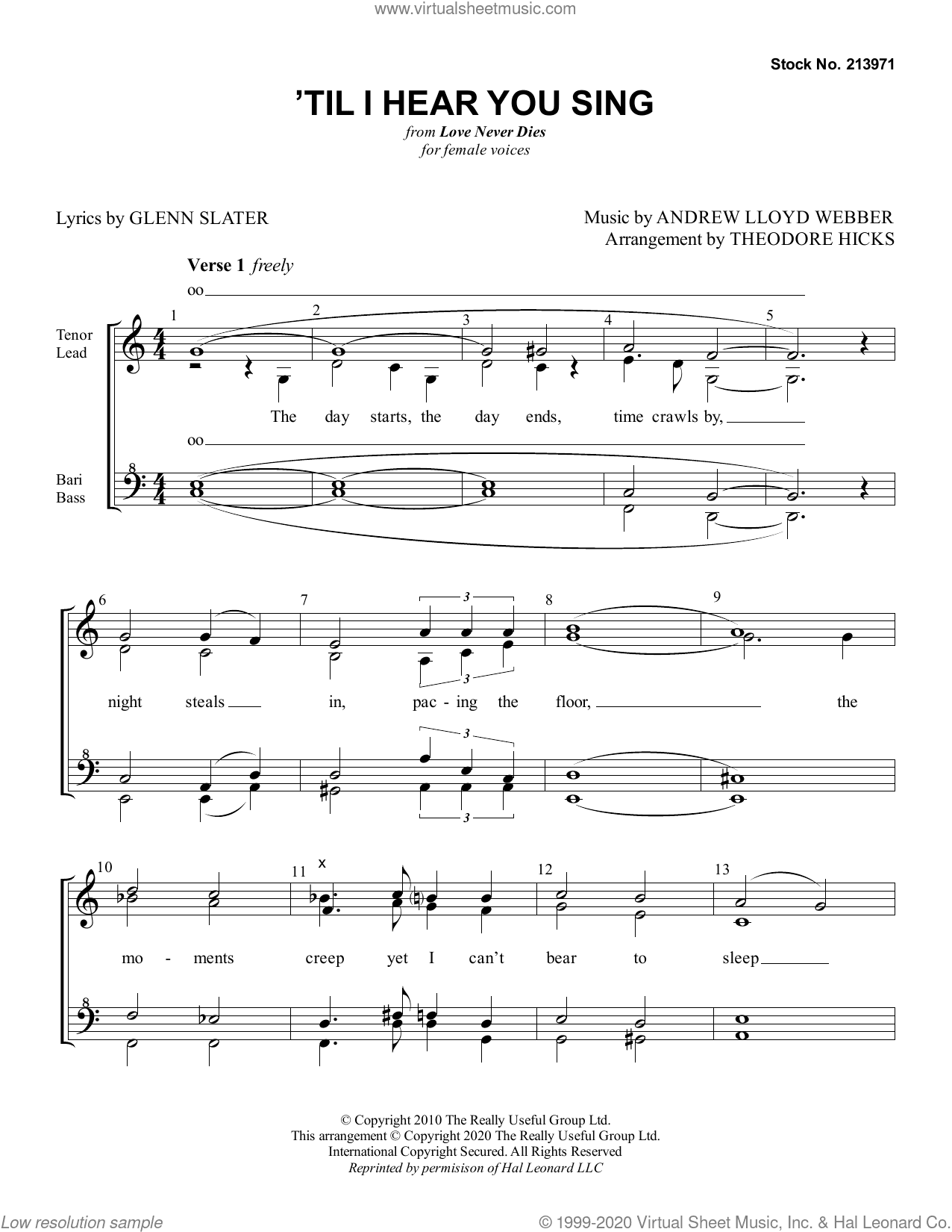 'Til I Hear You Sing (from Love Never Dies) (arr. Theodore Hicks)