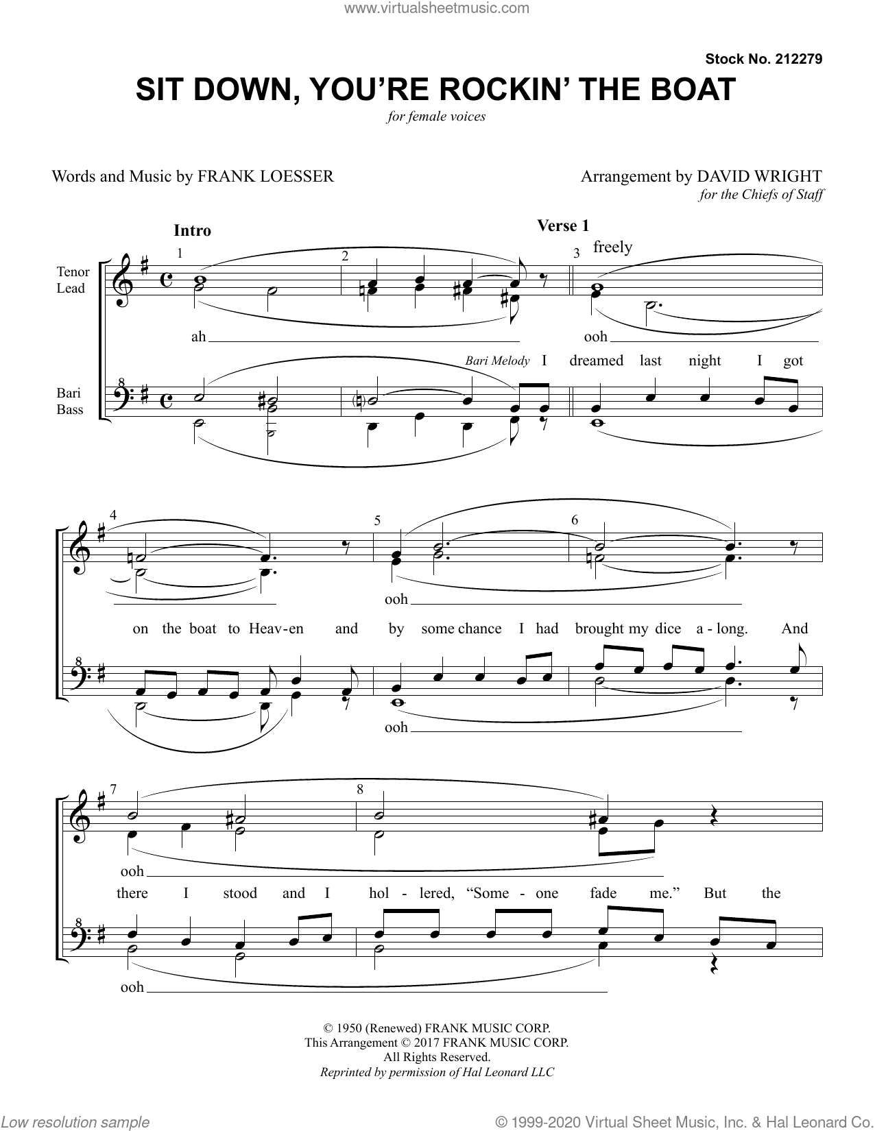 Sit Down, You're Rockin' The Boat (from Guys And Dolls) (arr. David Wright)