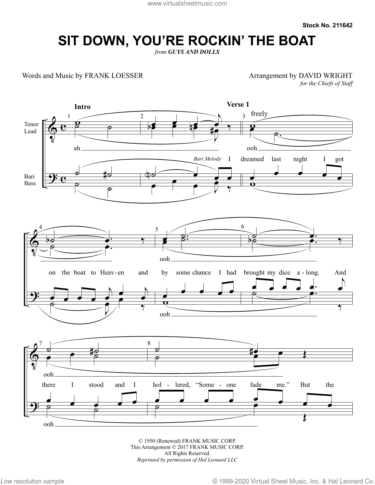 Sit Down, You're Rockin' The Boat (from Guys And Dolls) (arr. David Wright)