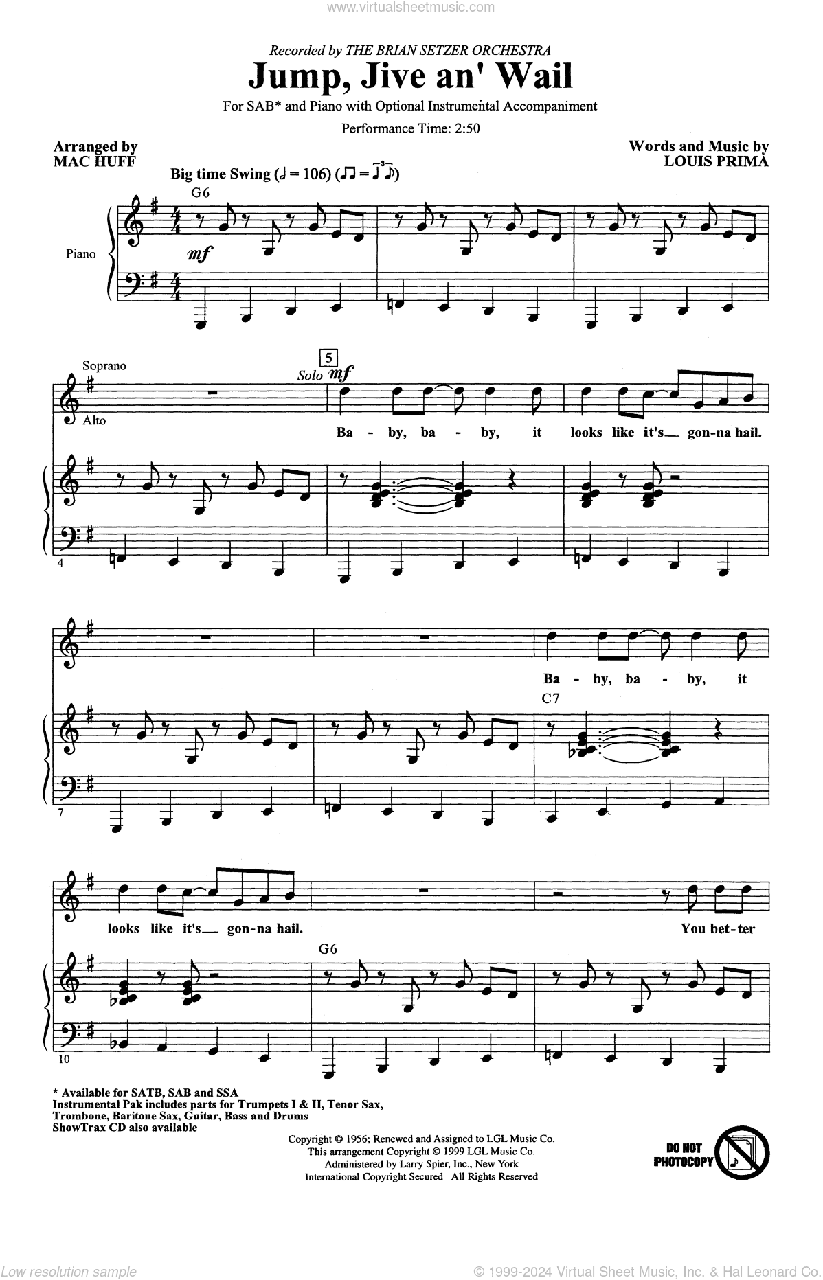 Jump, Jive An' Wail (arr. Mac Huff)
