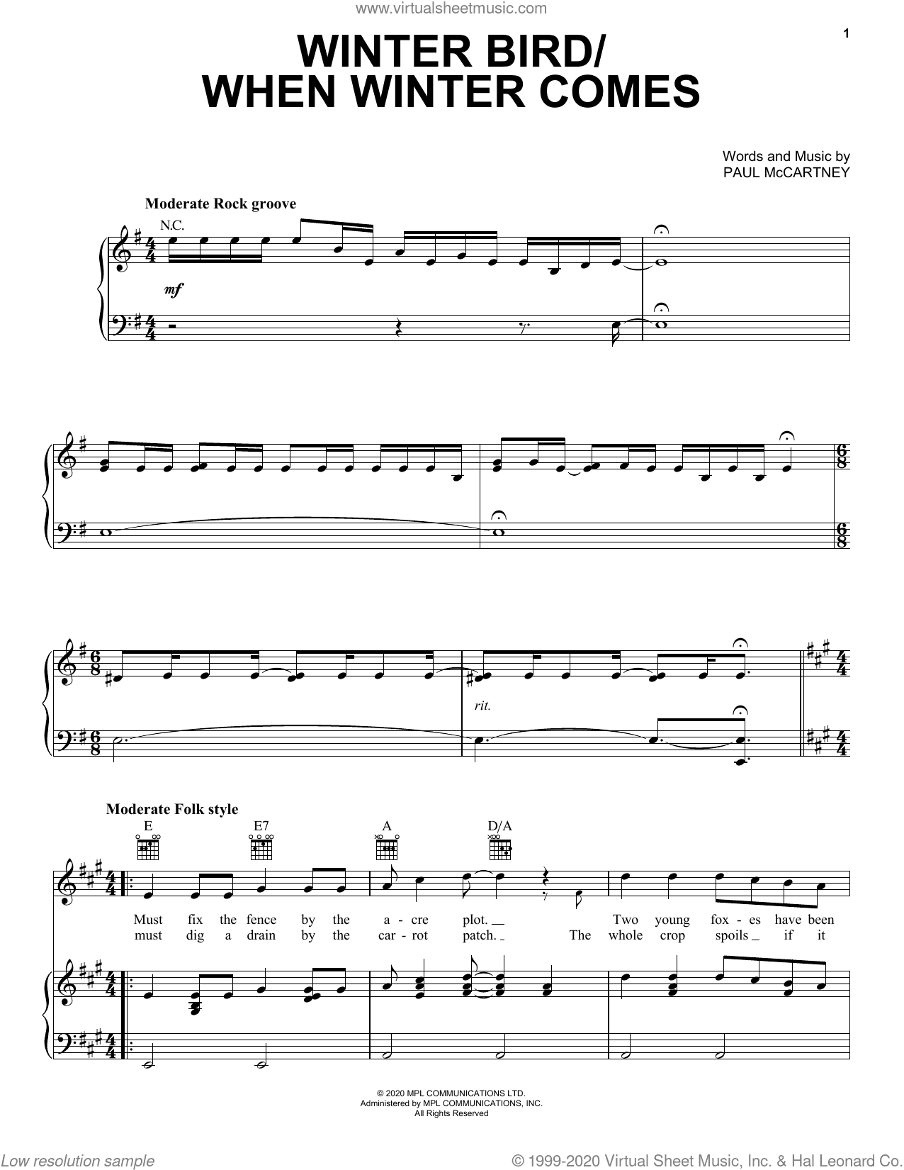 Winter Bird / When Winter Comes