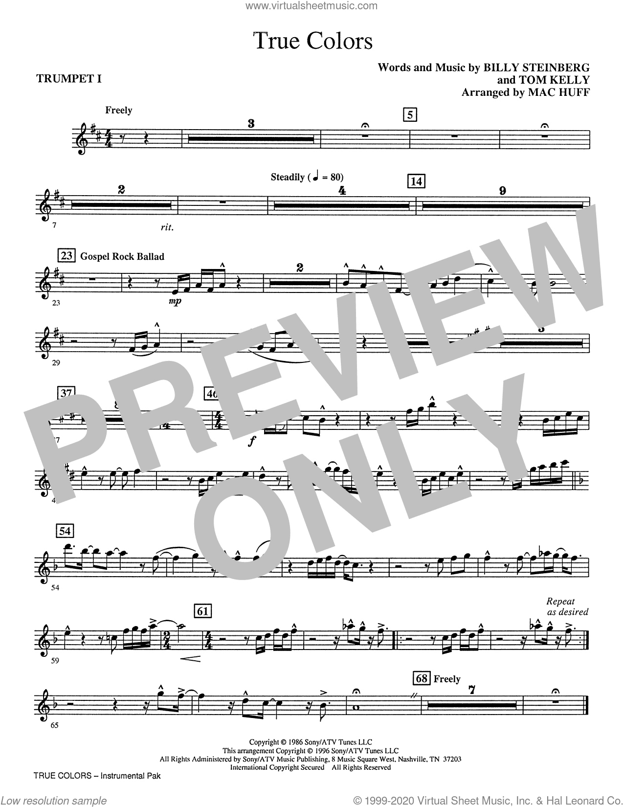 True Colors (arr. Mac Huff) (complete set of parts)