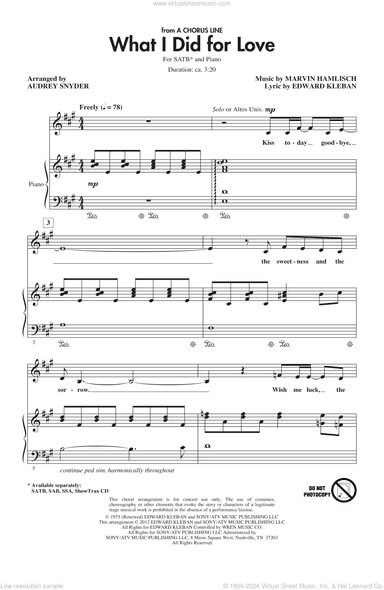 What I Did For Love (from A Chorus Line) (arr. Audrey Snyder)