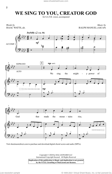 We Sing To You, Creator God