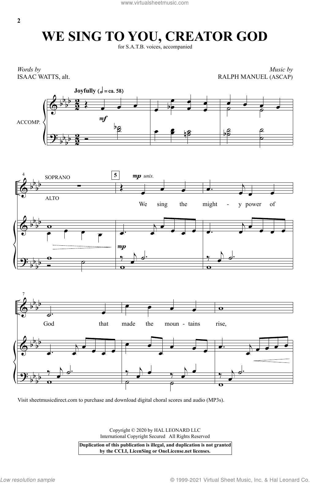 We Sing To You, Creator God