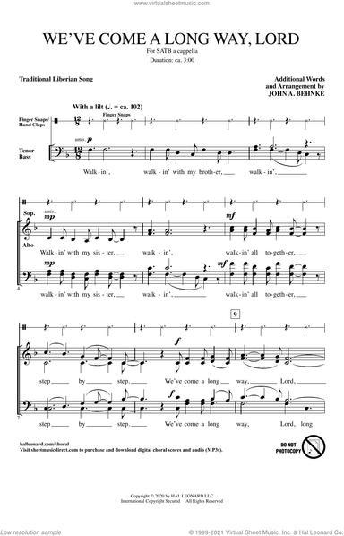 We've Come A Long Way, Lord (arr. John A. Behnke)