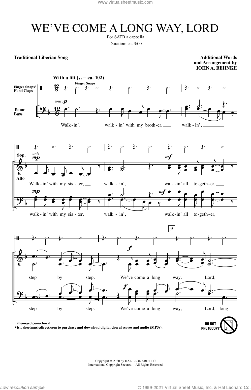 We've Come A Long Way, Lord (arr. John A. Behnke)