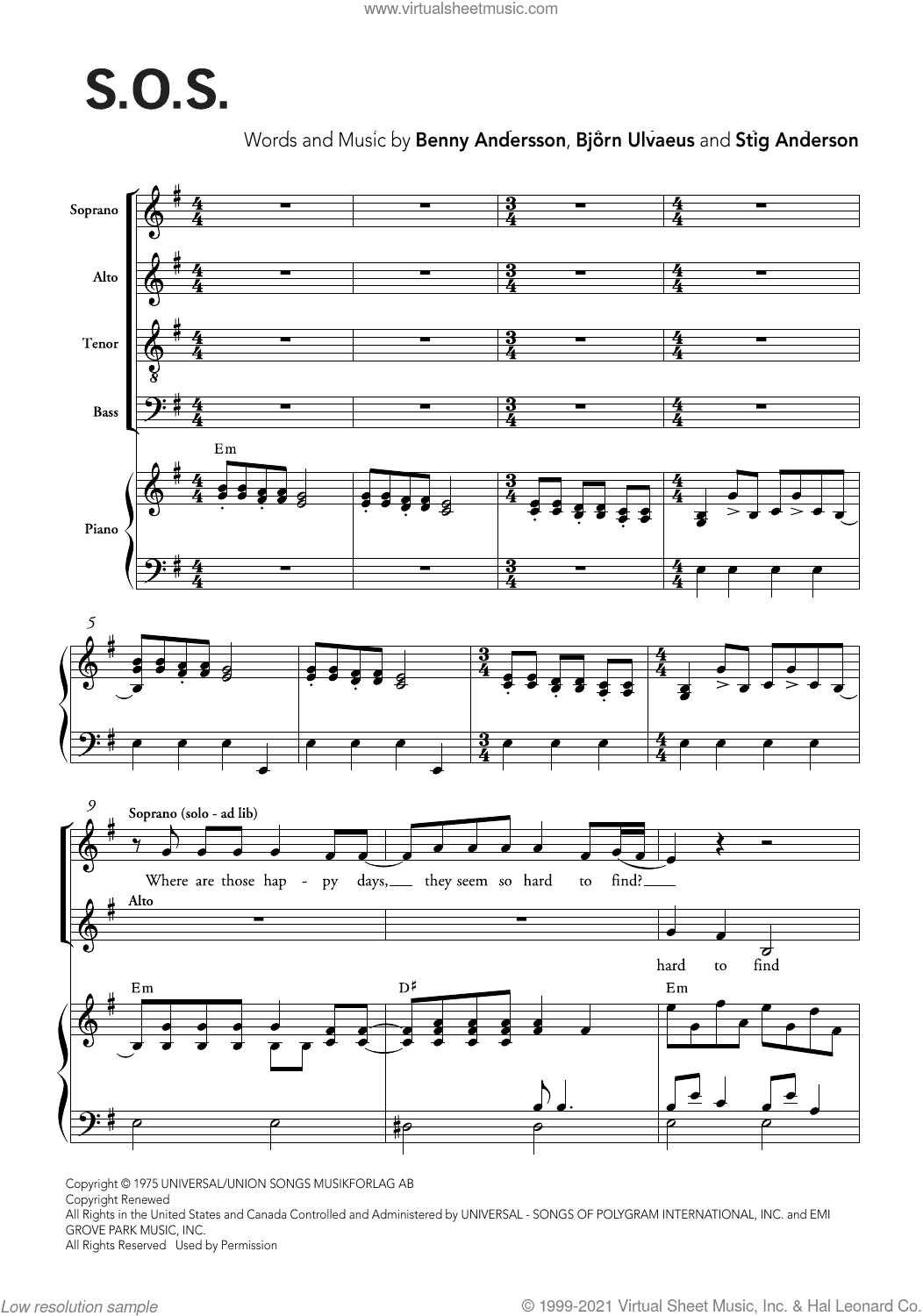 S.O.S. (arr. Ralph Allwood and Lora Sansun)