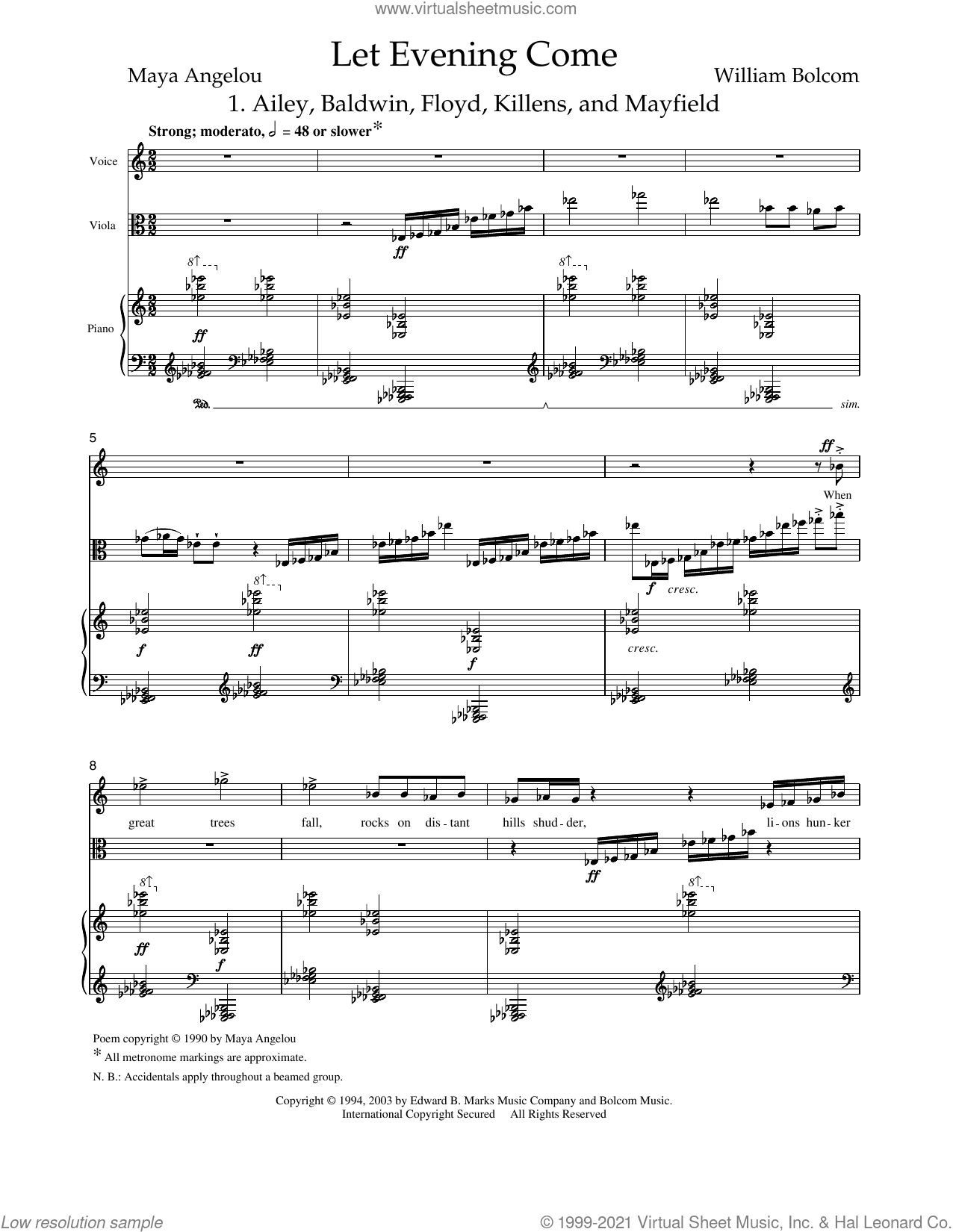 Let Evening Come (for soprano, viola and piano)