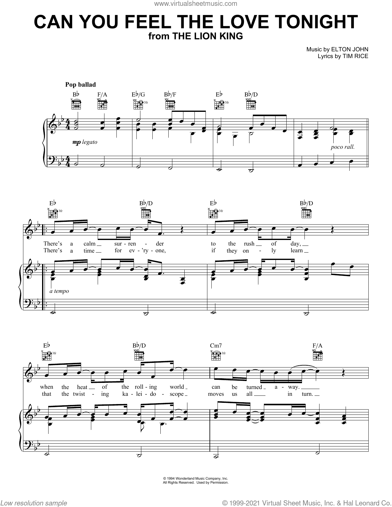 Can You Feel The Love Tonight (from The Lion King) [Classical version]