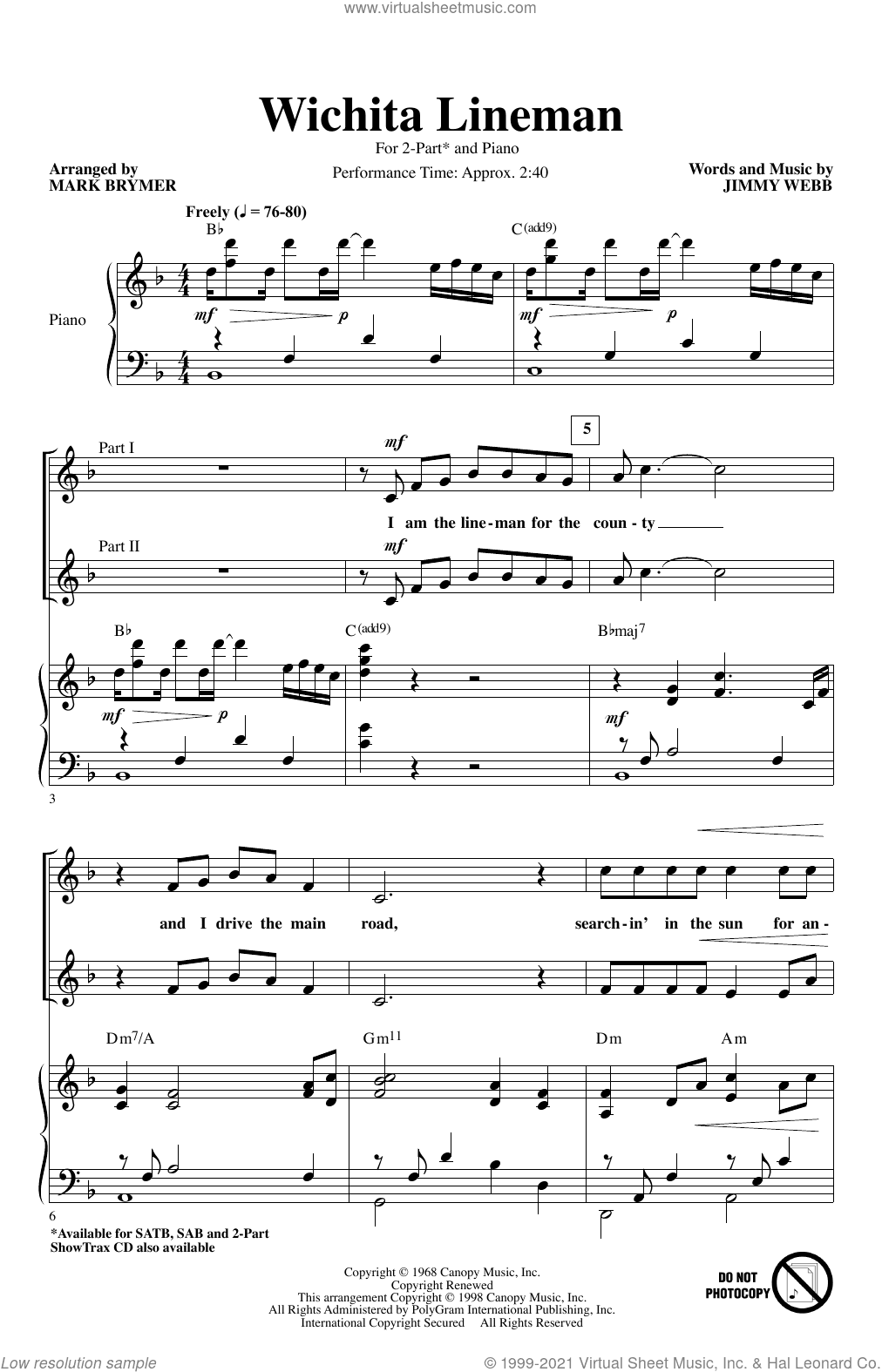 Wichita Lineman (arr. Mark Brymer)