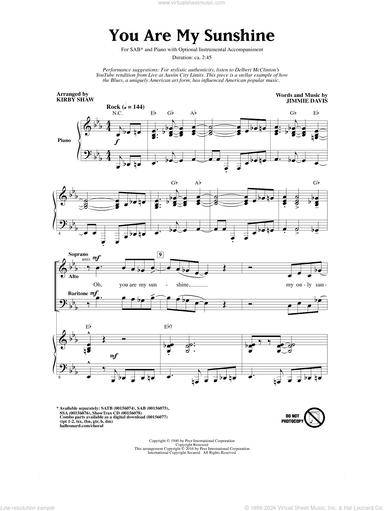 You Are My Sunshine (arr. Kirby Shaw)