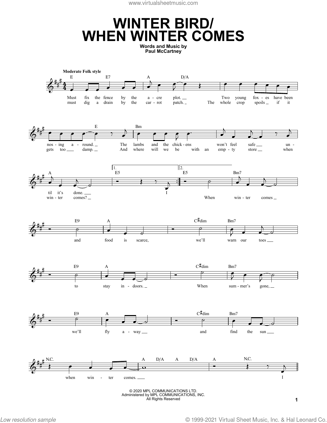 Winter Bird / When Winter Comes