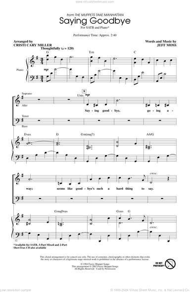 Saying Goodbye (from The Muppets Take Manhattan) (arr. Cristi Cary Miller)