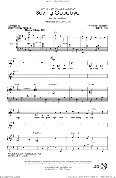 Saying Goodbye (from The Muppets Take Manhattan) (arr. Cristi Cary Miller)