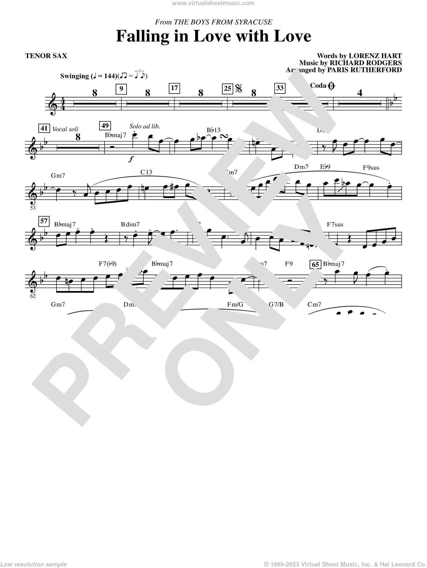 Falling in Love with Love (from The Boys From Syracuse) (arr. Paris Rutherford)
