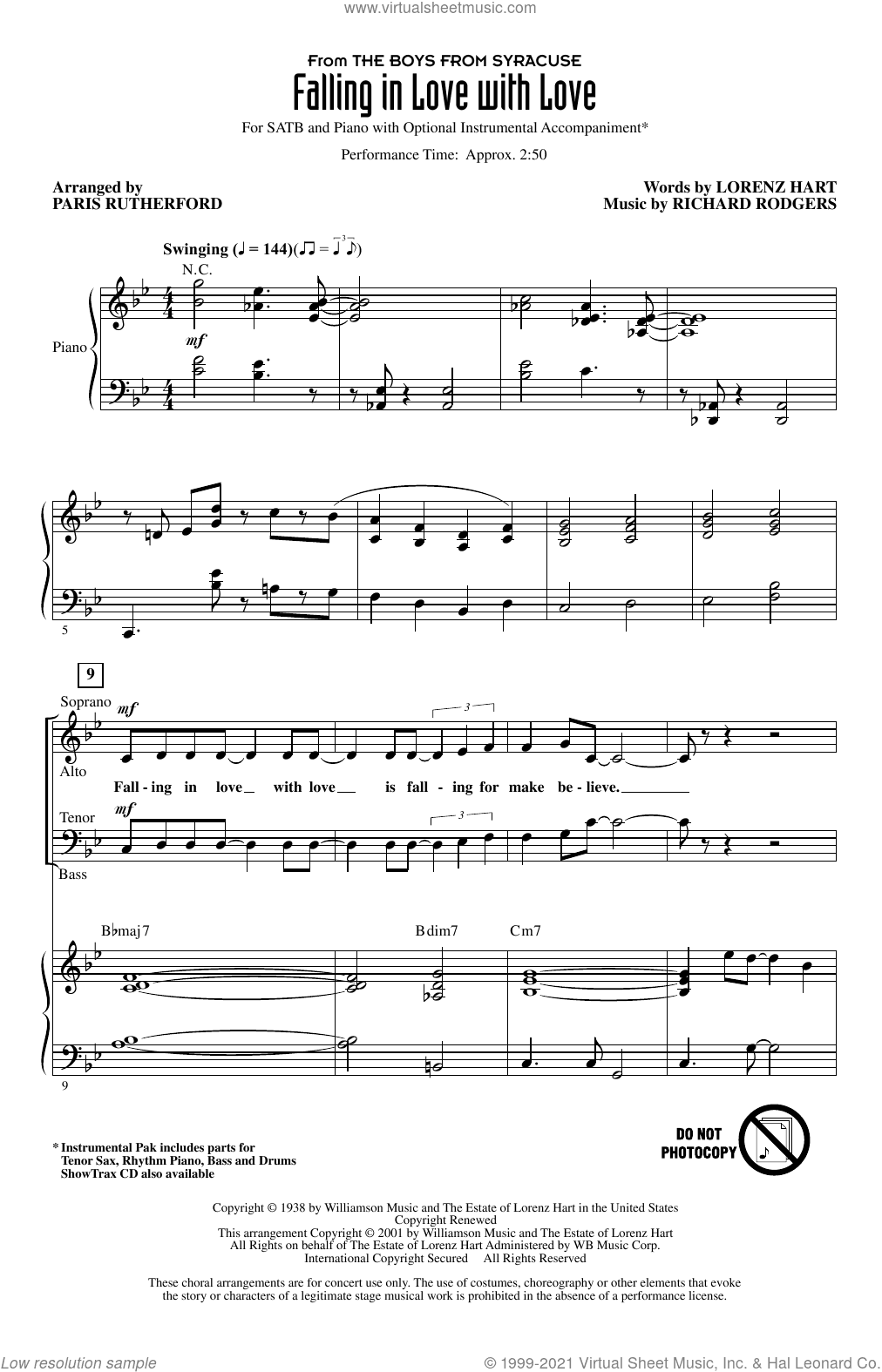 Falling In Love With Love (from The Boys From Syracuse) (arr. Paris Rutherford)