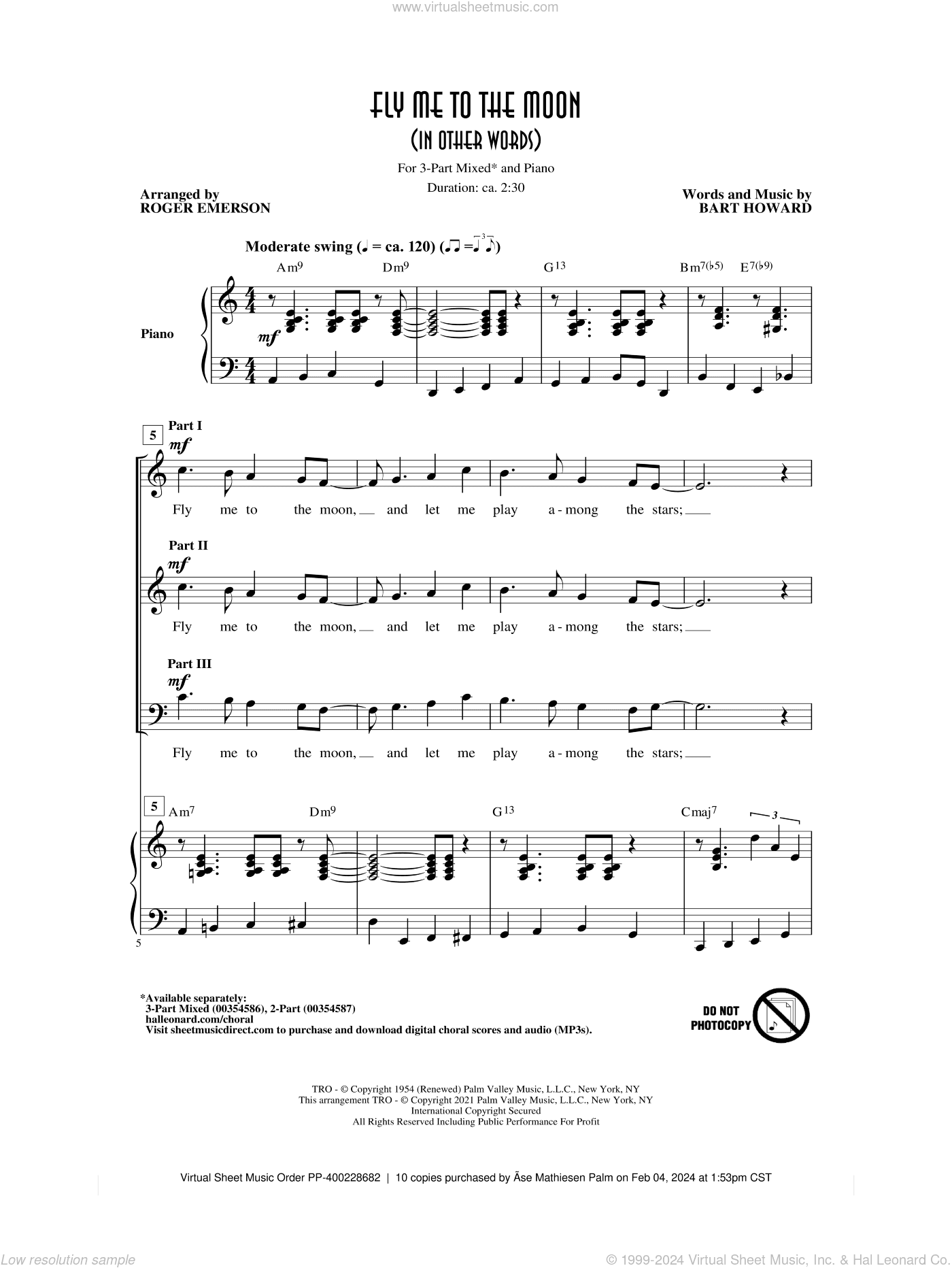 Fly Me To The Moon (In Other Words) (arr. Roger Emerson)