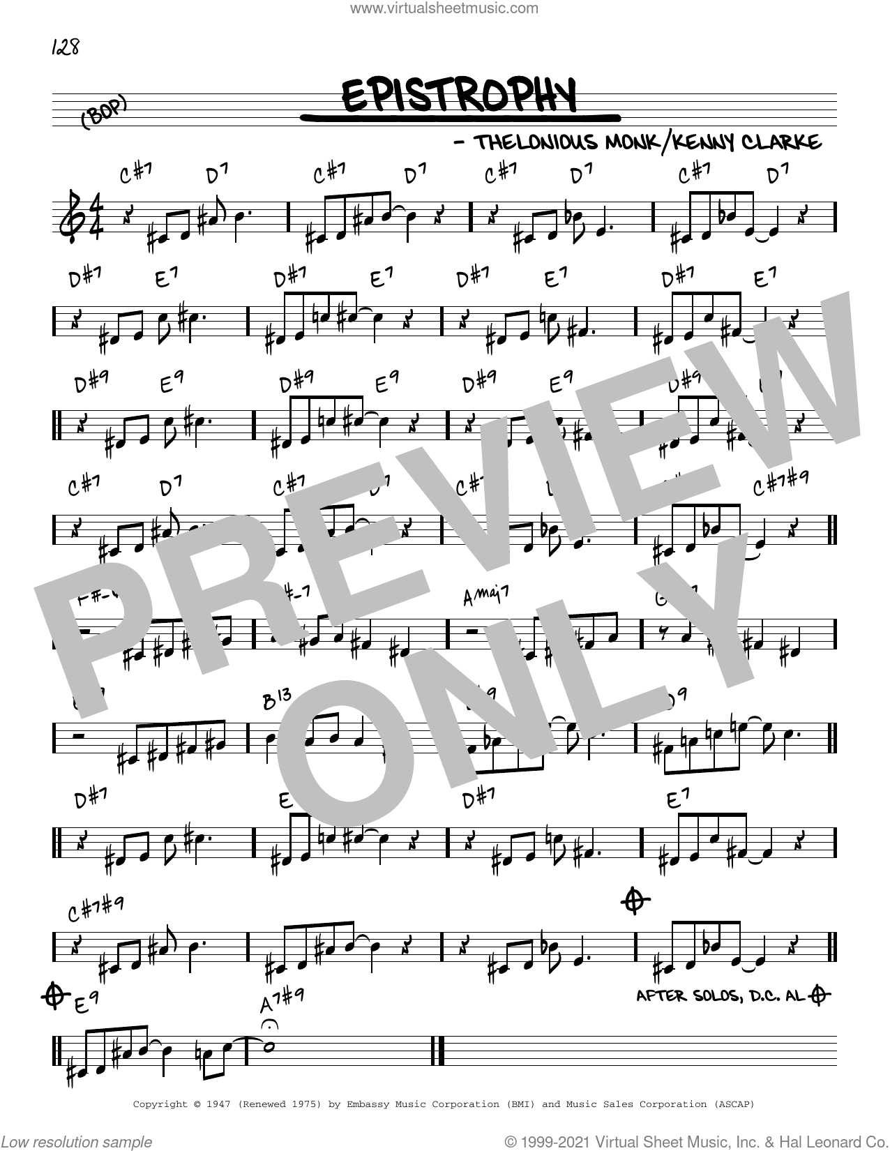 Epistrophy [Reharmonized version] (arr. Jack Grassel)