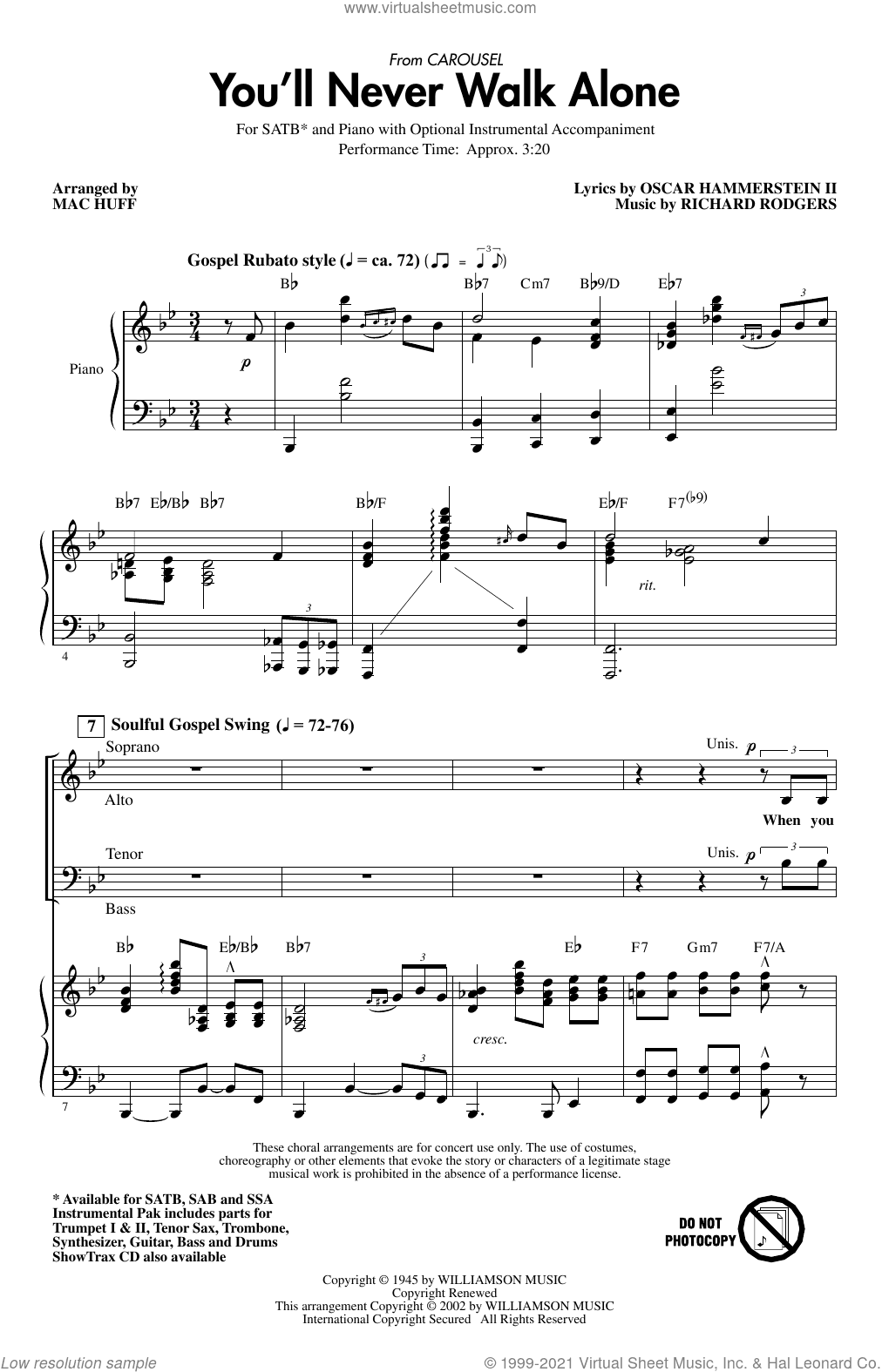 You'll Never Walk Alone (from Carousel) (arr. Mac Huff)