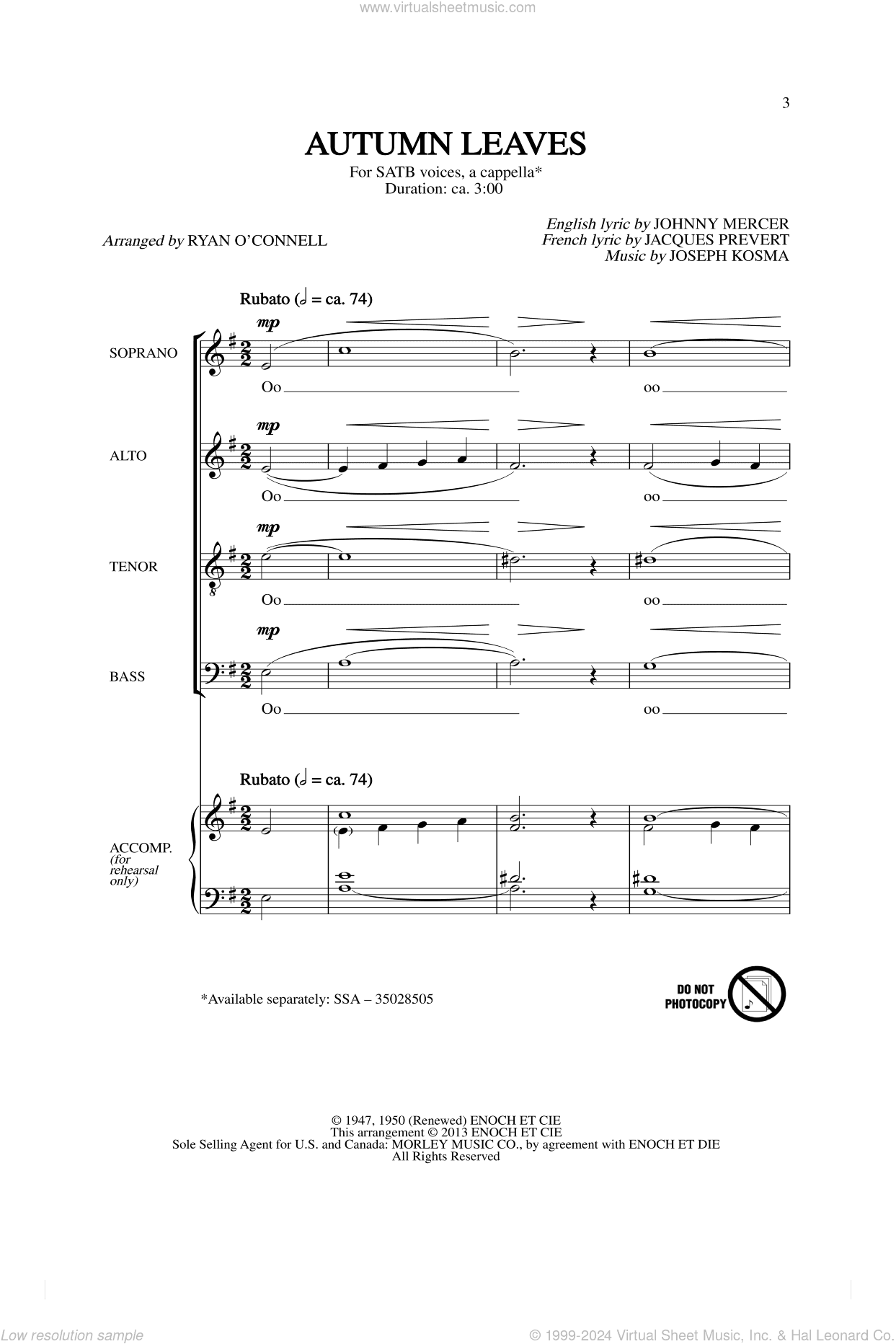 Autumn Leaves (arr. Ryan O'Connell)
