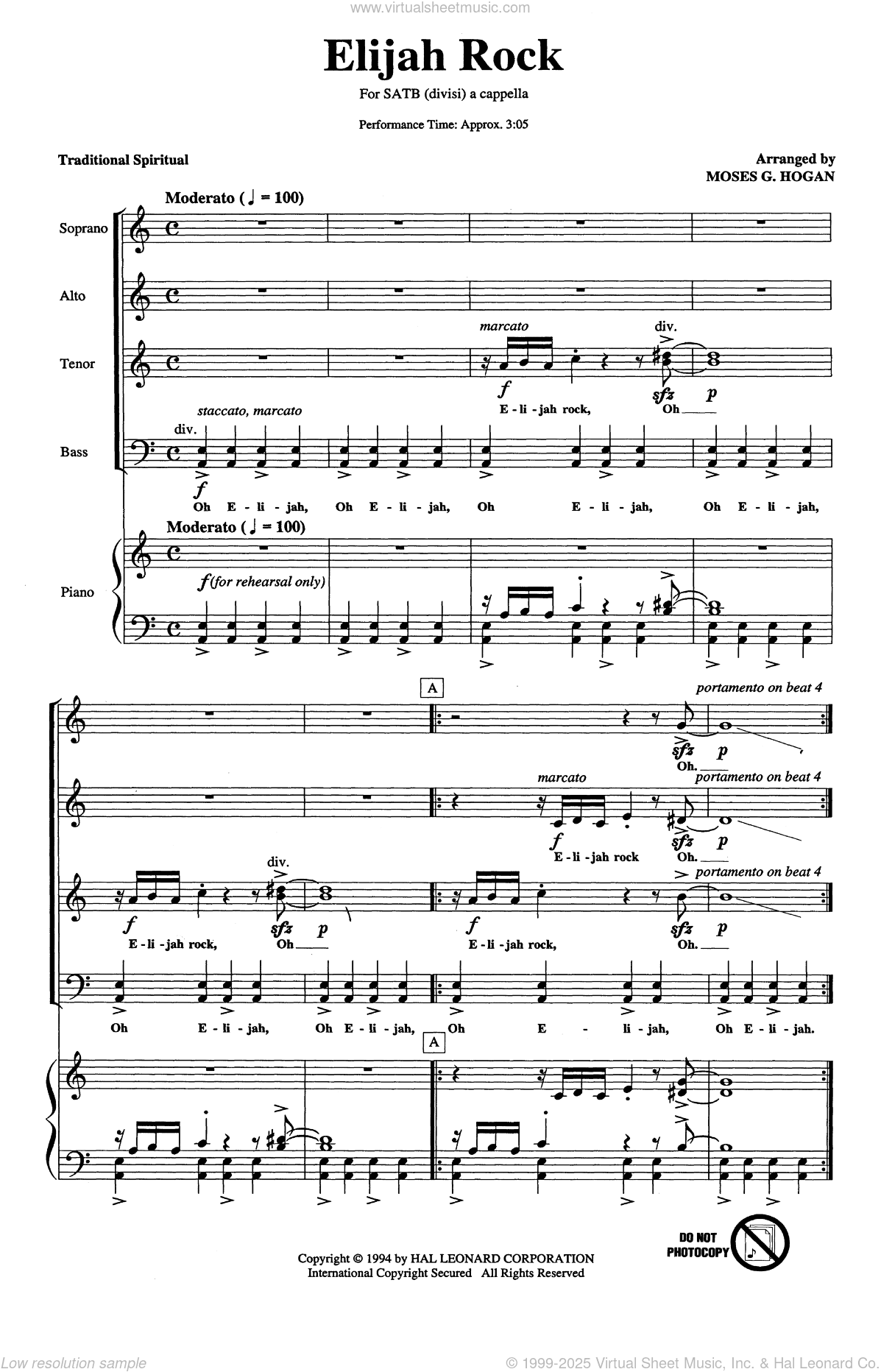 Elijah Rock (arr. Moses Hogan)