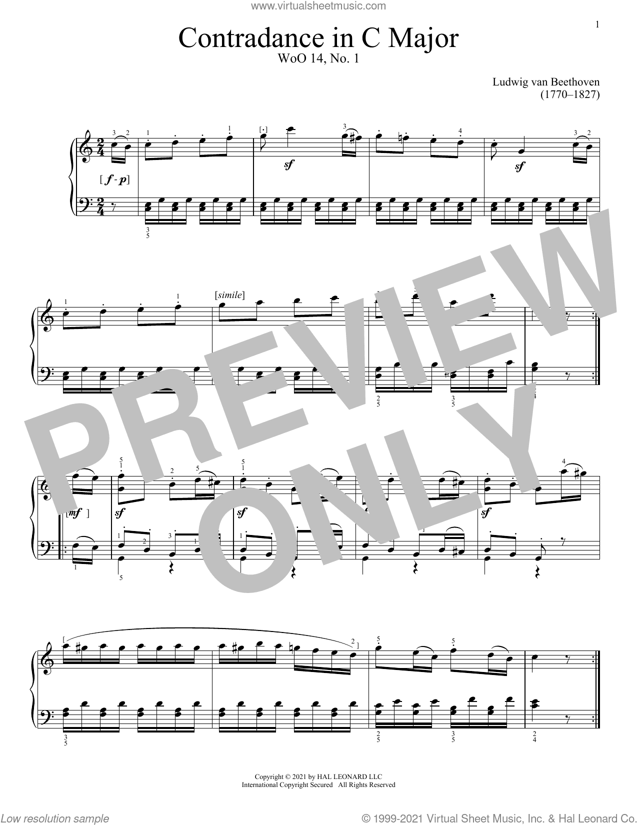 Contredance In C Major, WoO 14, No. 1