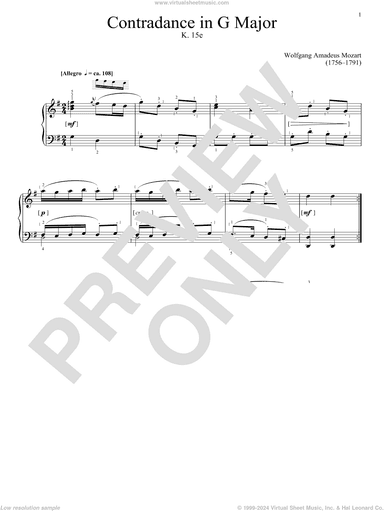 Contradance In G Major, K. 15e