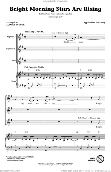 Bright Morning Stars Are Rising (arr. Audrey Snyder)