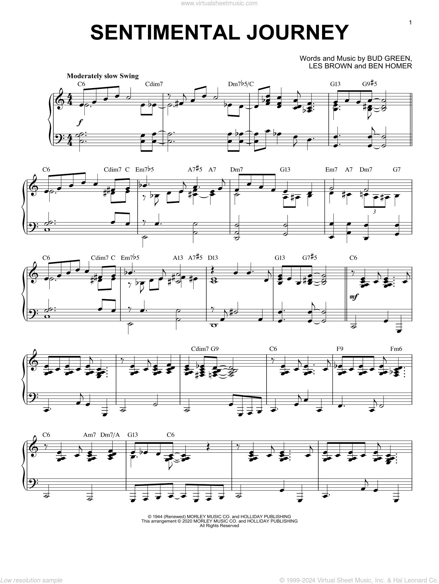 Sentimental Journey [Jazz version] (arr. Brent Edstrom)