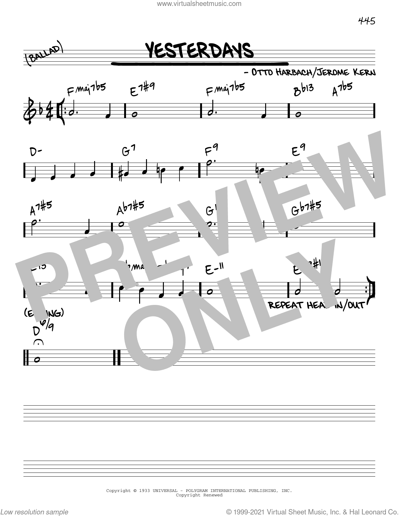Yesterdays [Reharmonized version] (arr. Jack Grassel)