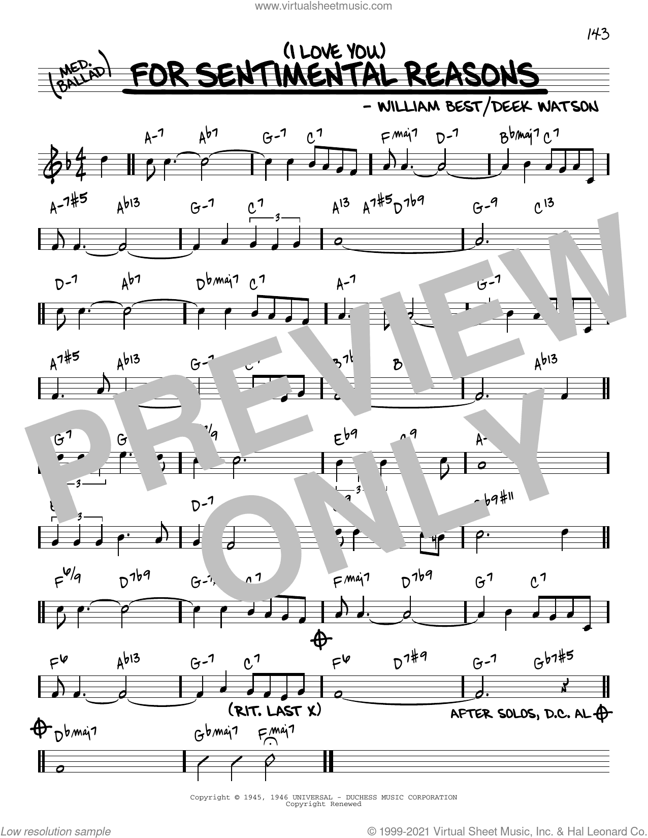 (I Love You) For Sentimental Reasons [Reharmonized version] (arr. Jack Grassel)