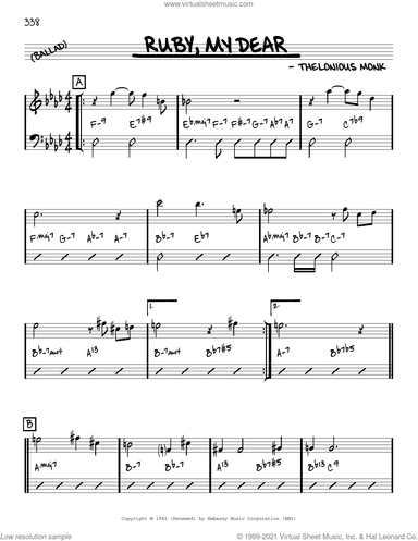 Ruby, My Dear [Reharmonized version] (arr. Jack Grassel)
