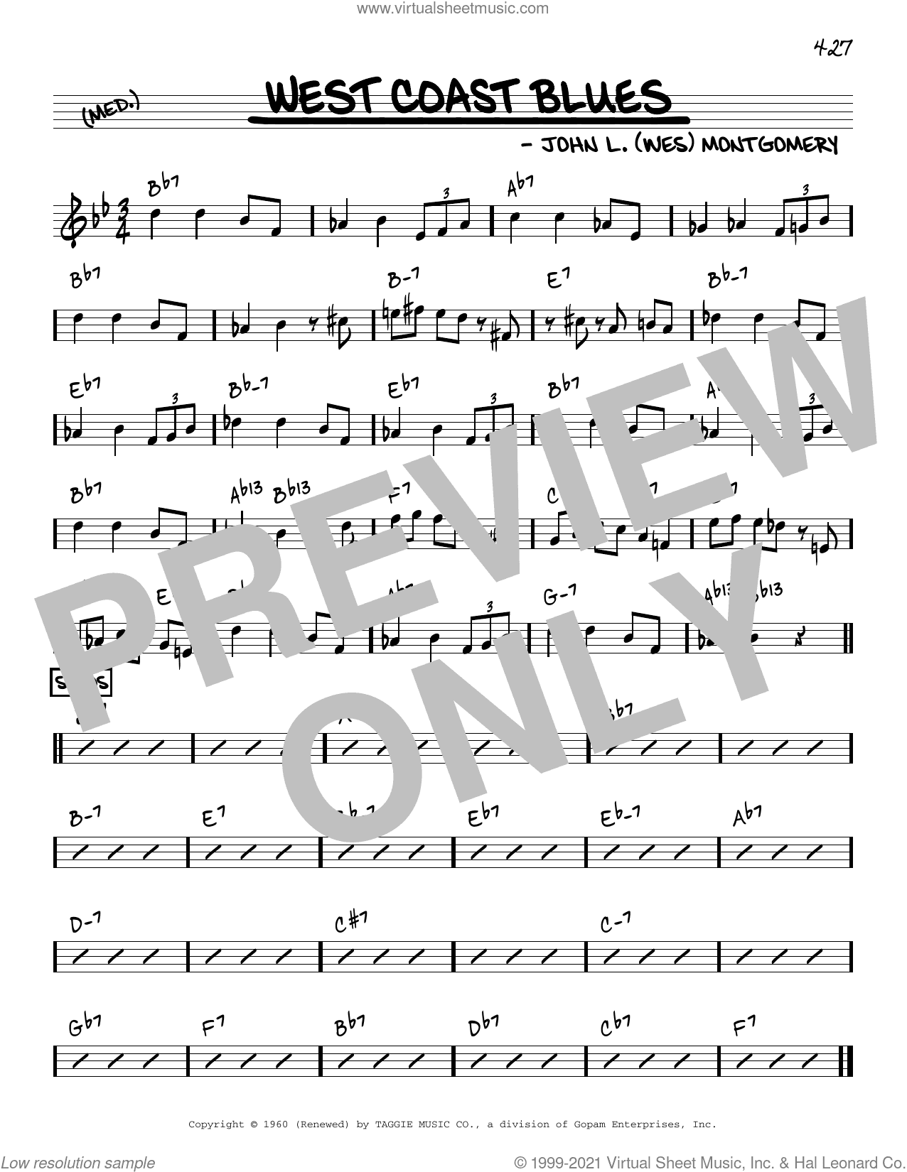 West Coast Blues [Reharmonized version] (arr. Jack Grassel)
