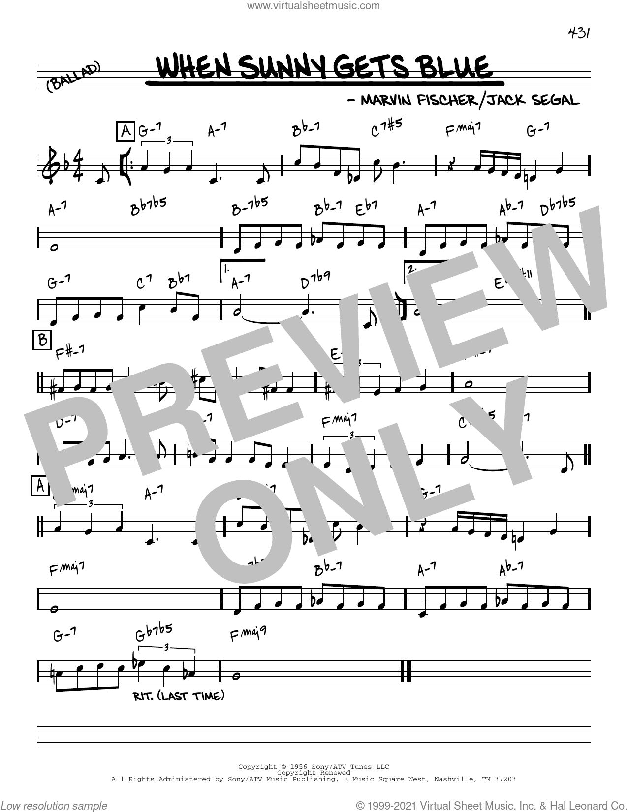 When Sunny Gets Blue [Reharmonized version] (arr. Jack Grassel)