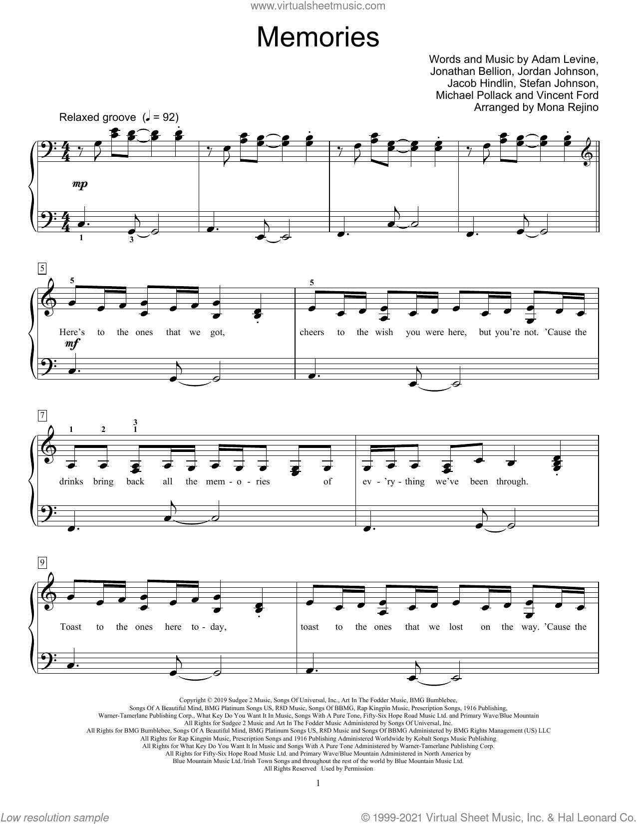 Memories (arr. Mona Rejino)
