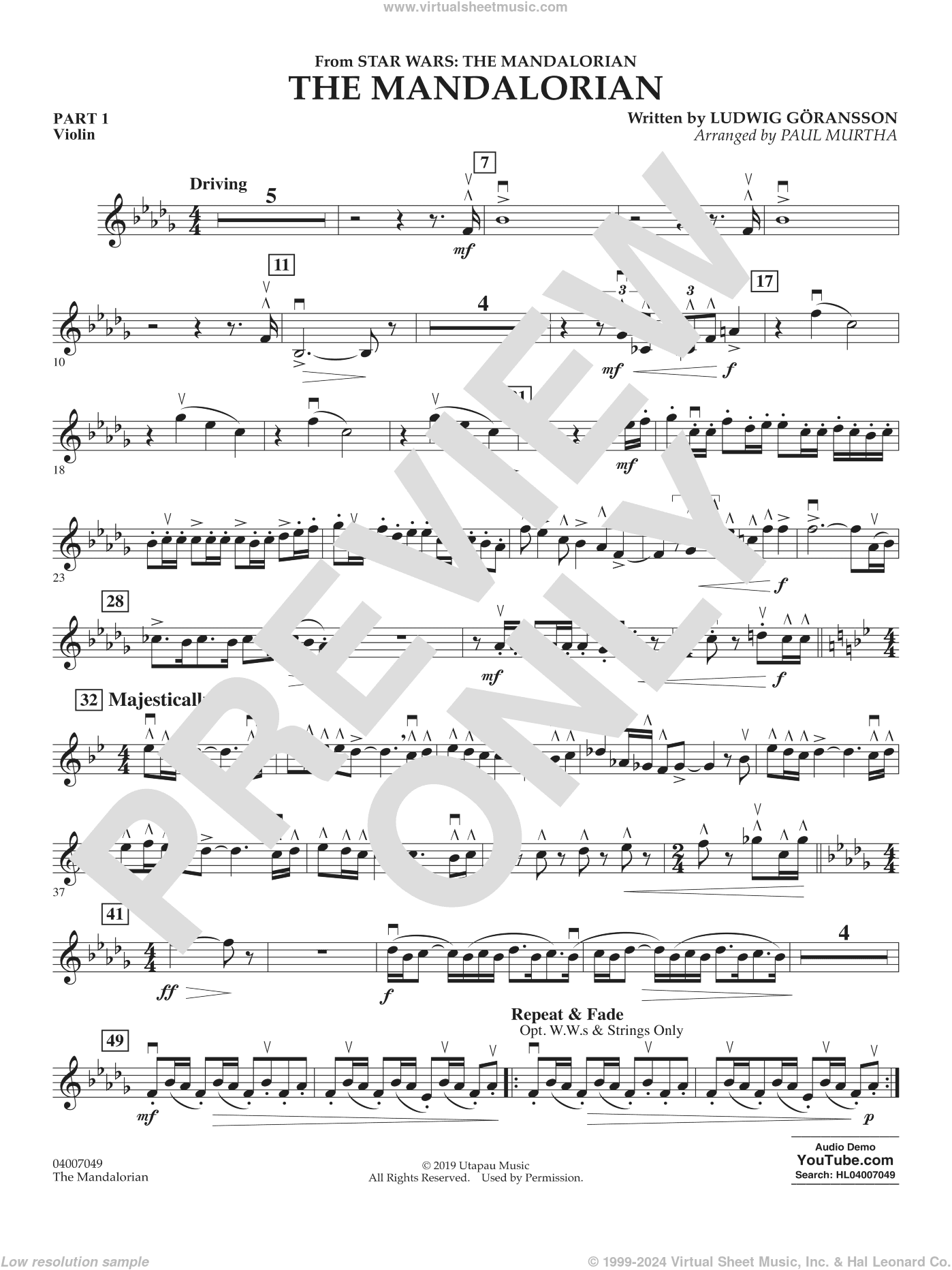 The Mandalorian (from Star Wars: The Mandalorian) (arr Paul Murtha)