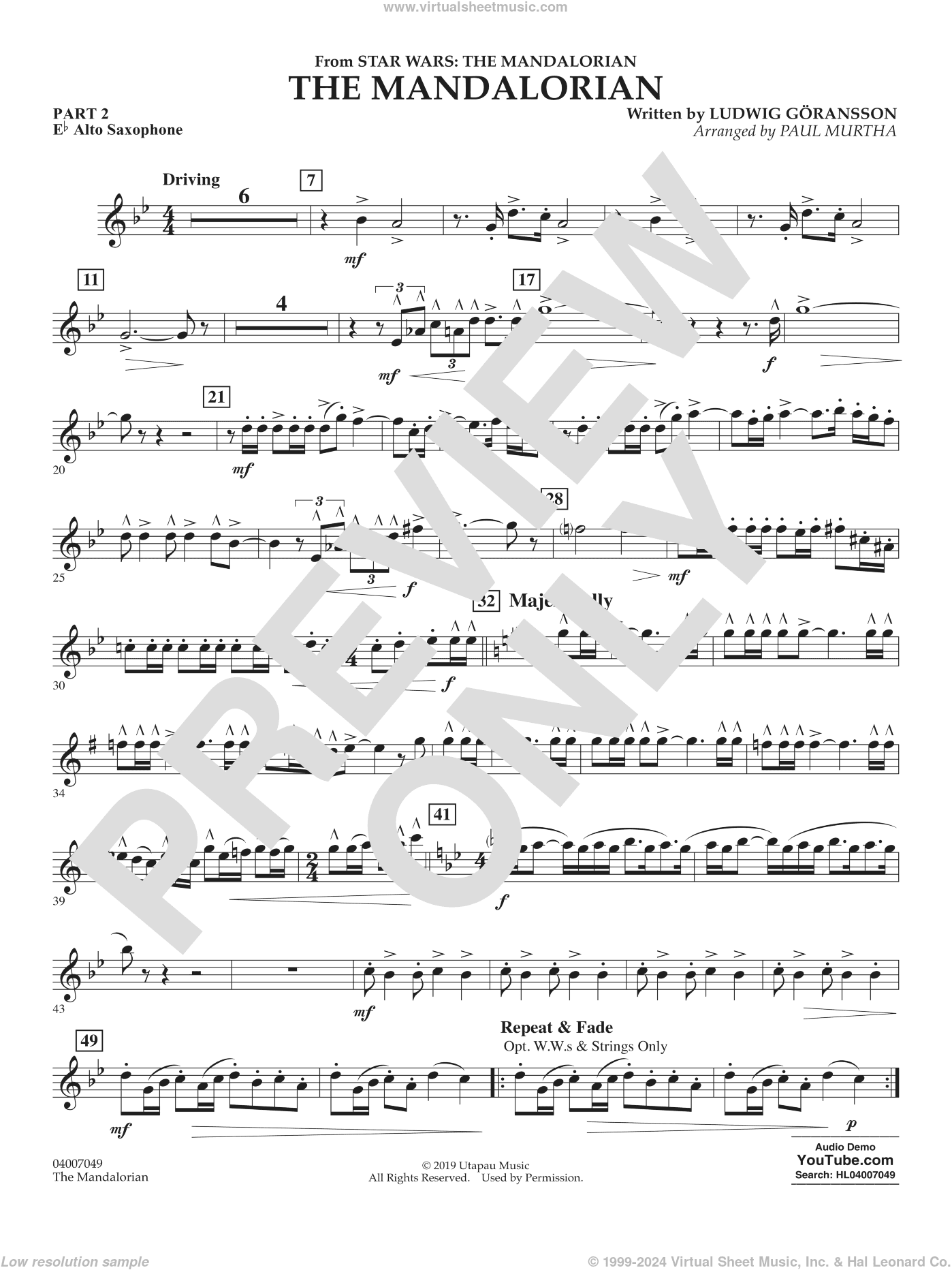 The Mandalorian (from Star Wars: The Mandalorian) (arr Paul Murtha)