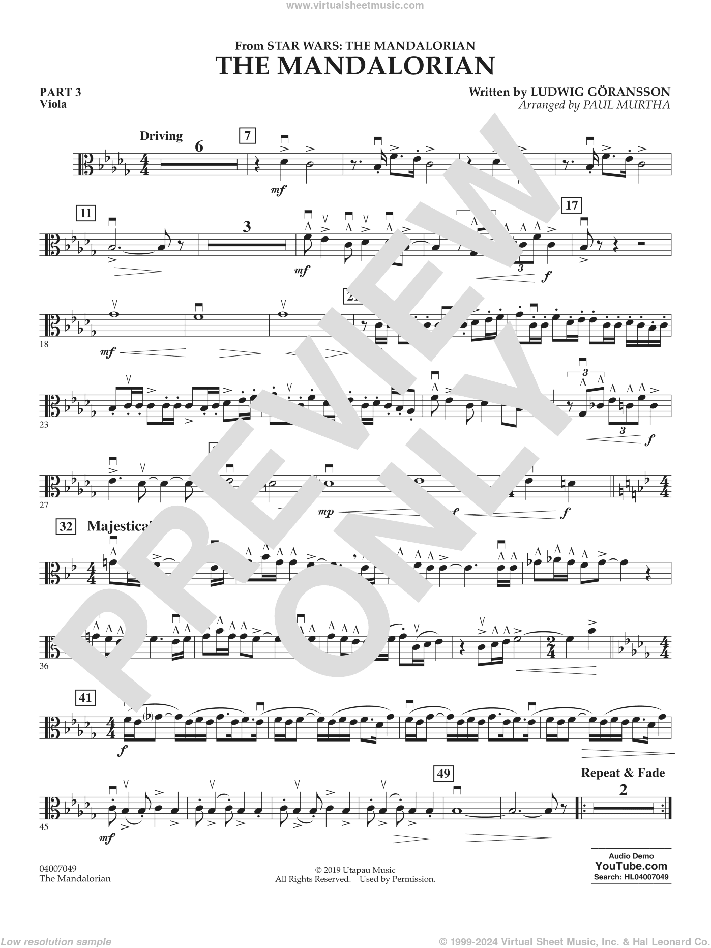 The Mandalorian (from Star Wars: The Mandalorian) (arr Paul Murtha)