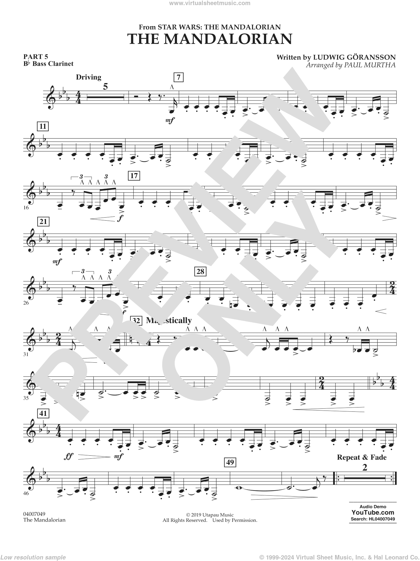 The Mandalorian (from Star Wars: The Mandalorian) (arr Paul Murtha)