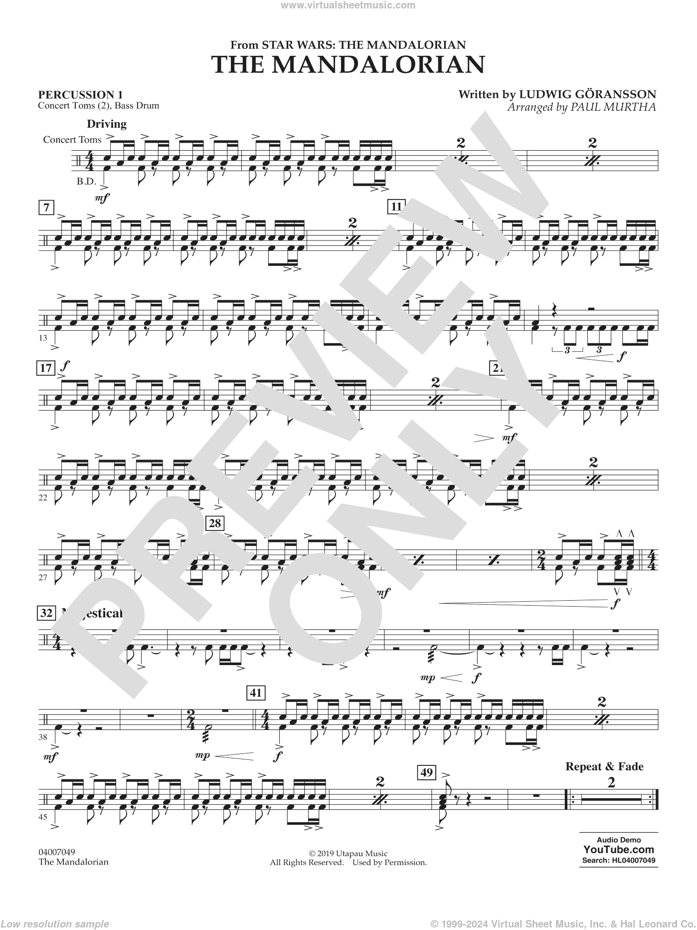 The Mandalorian (from Star Wars: The Mandalorian) (arr Paul Murtha)
