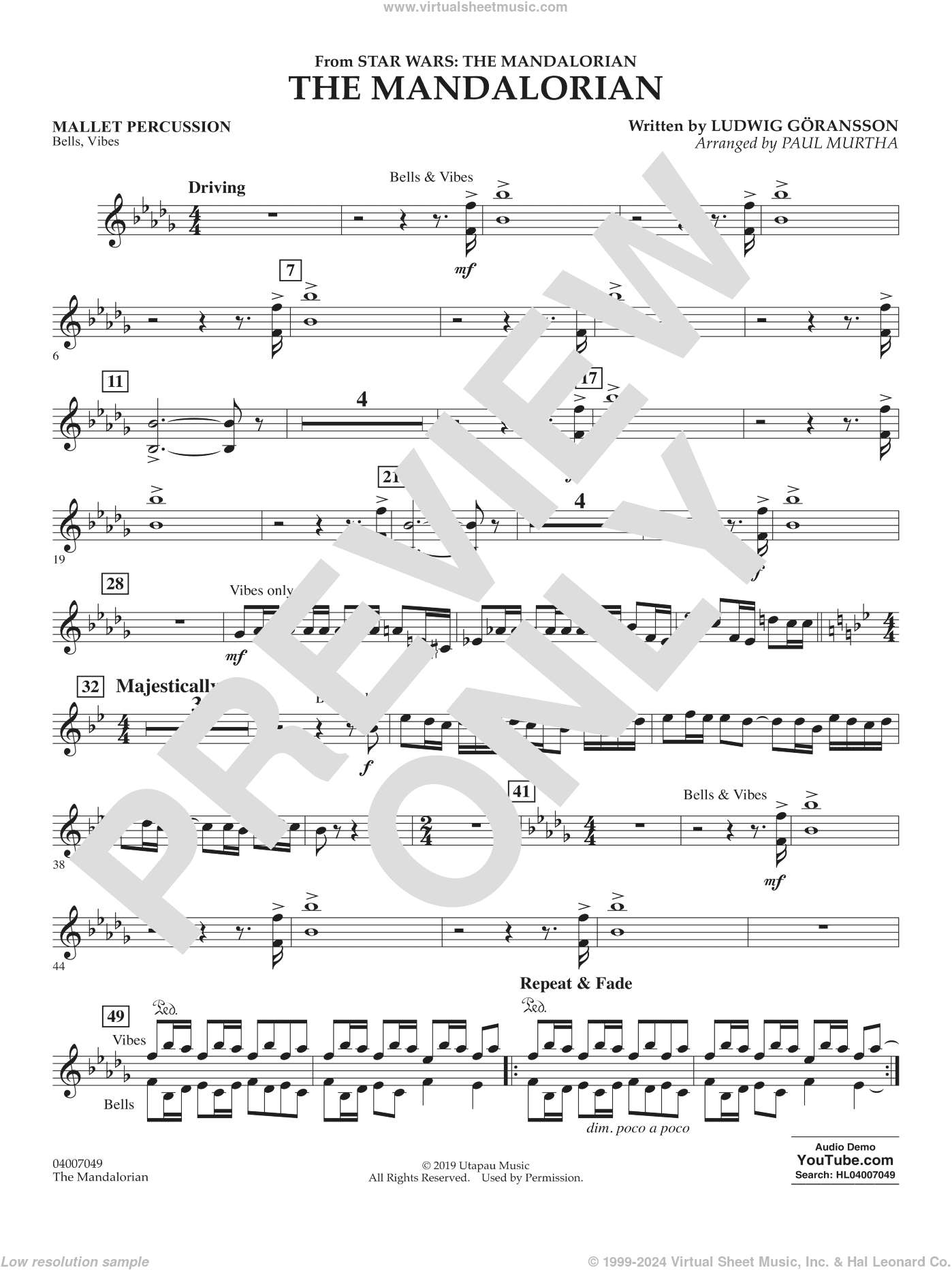 The Mandalorian (from Star Wars: The Mandalorian) (arr Paul Murtha)