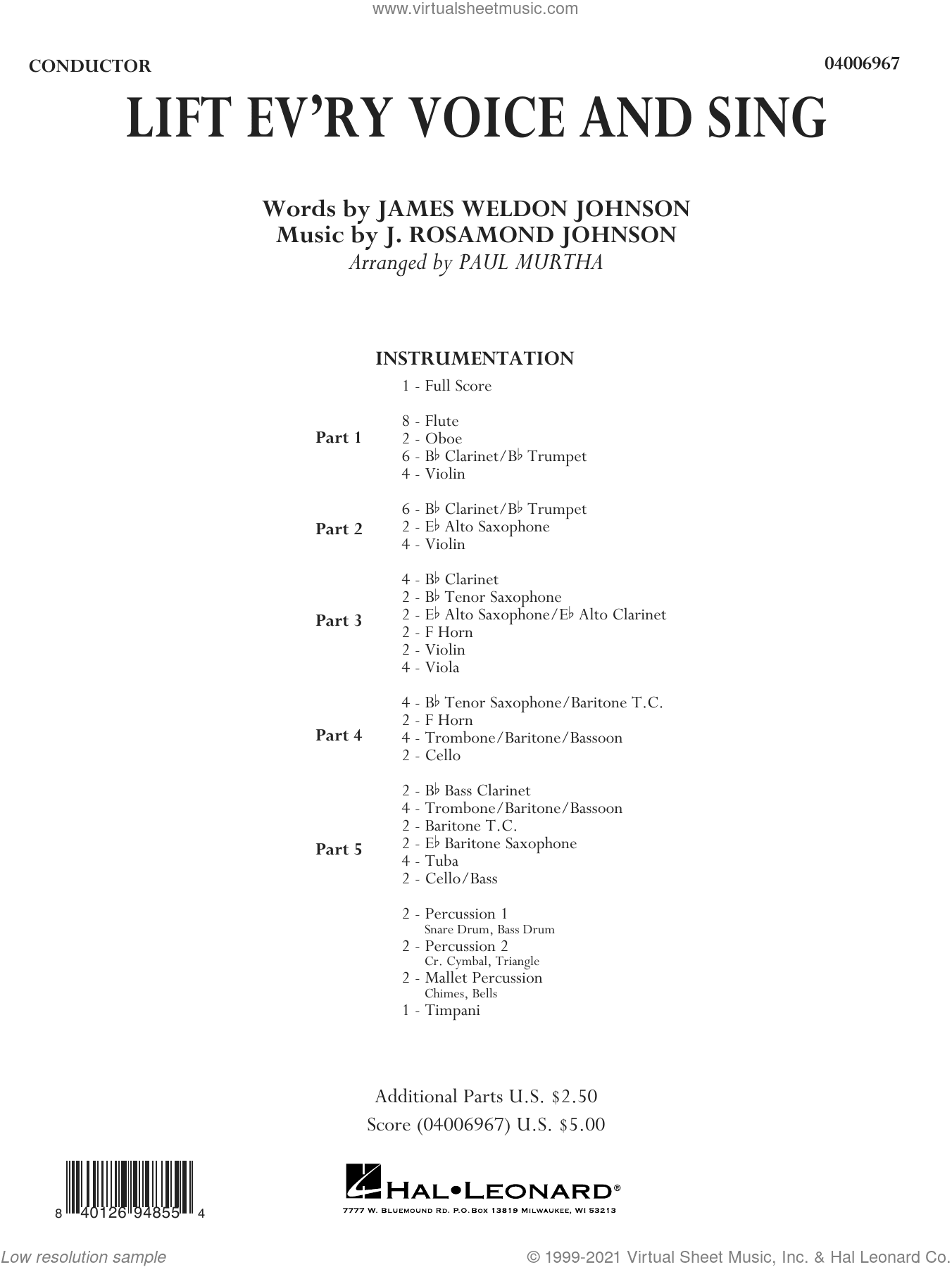 Lift Ev'ry Voice And Sing (arr. Paul Murtha)