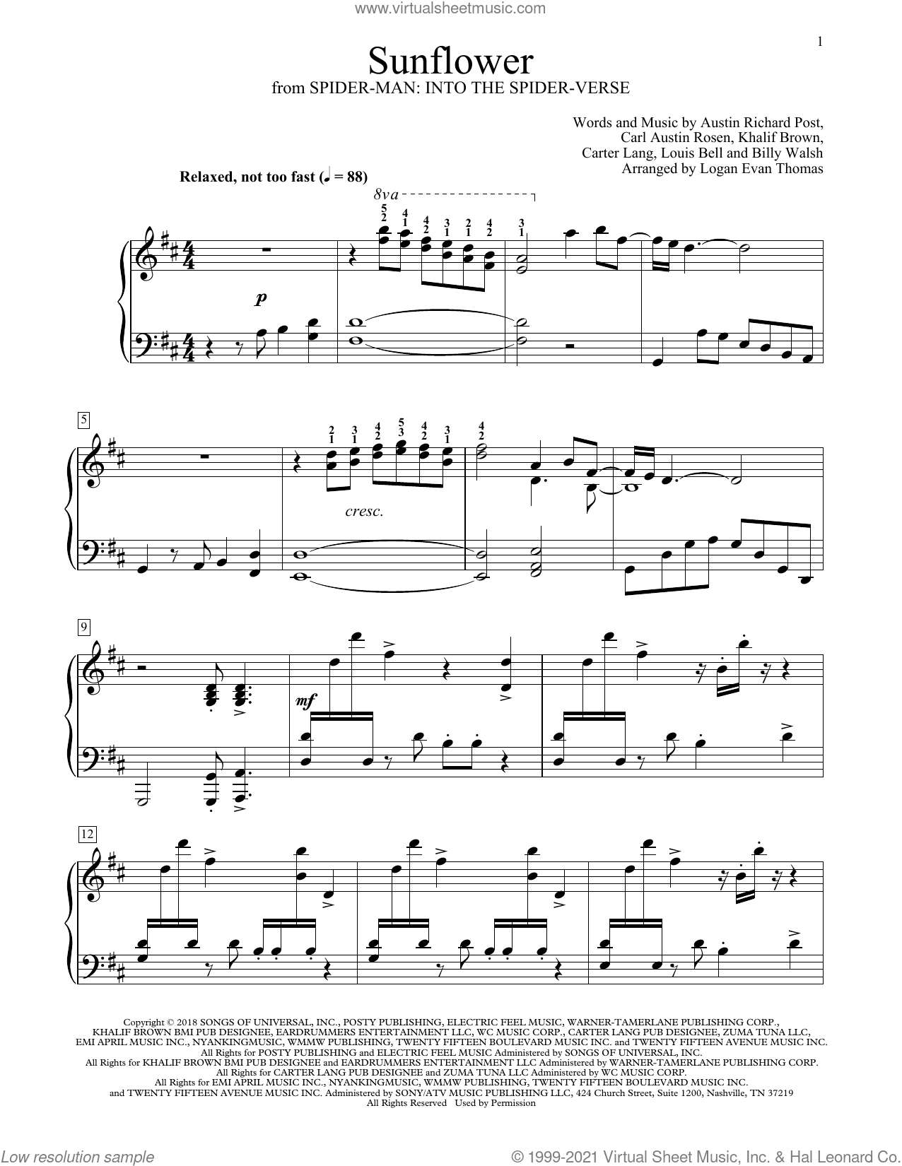 Sunflower (arr. Logan Evan Thomas)