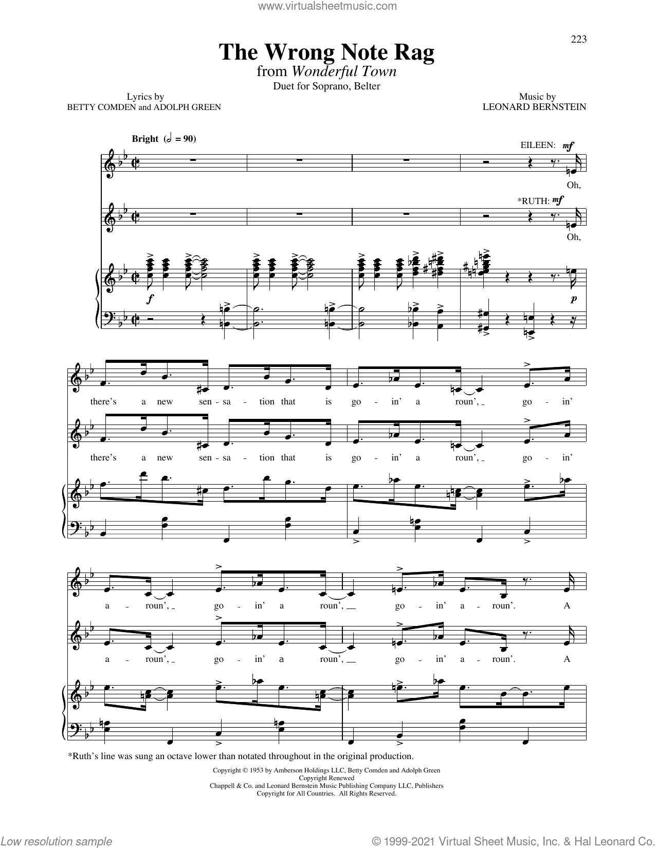 The Wrong Note Rag (from Wonderful Town) (Vocal Duet)