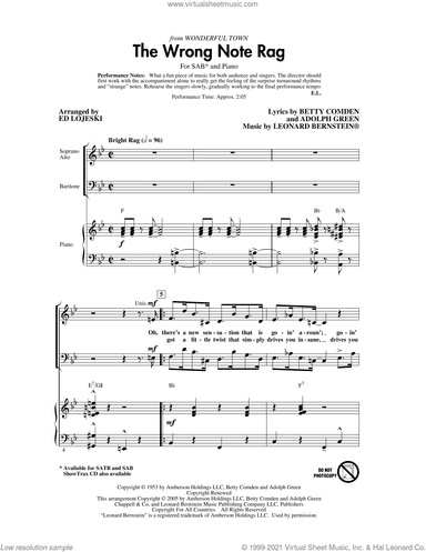 The Wrong Note Rag (from Wonderful Town) (arr. Ed Lojeski)
