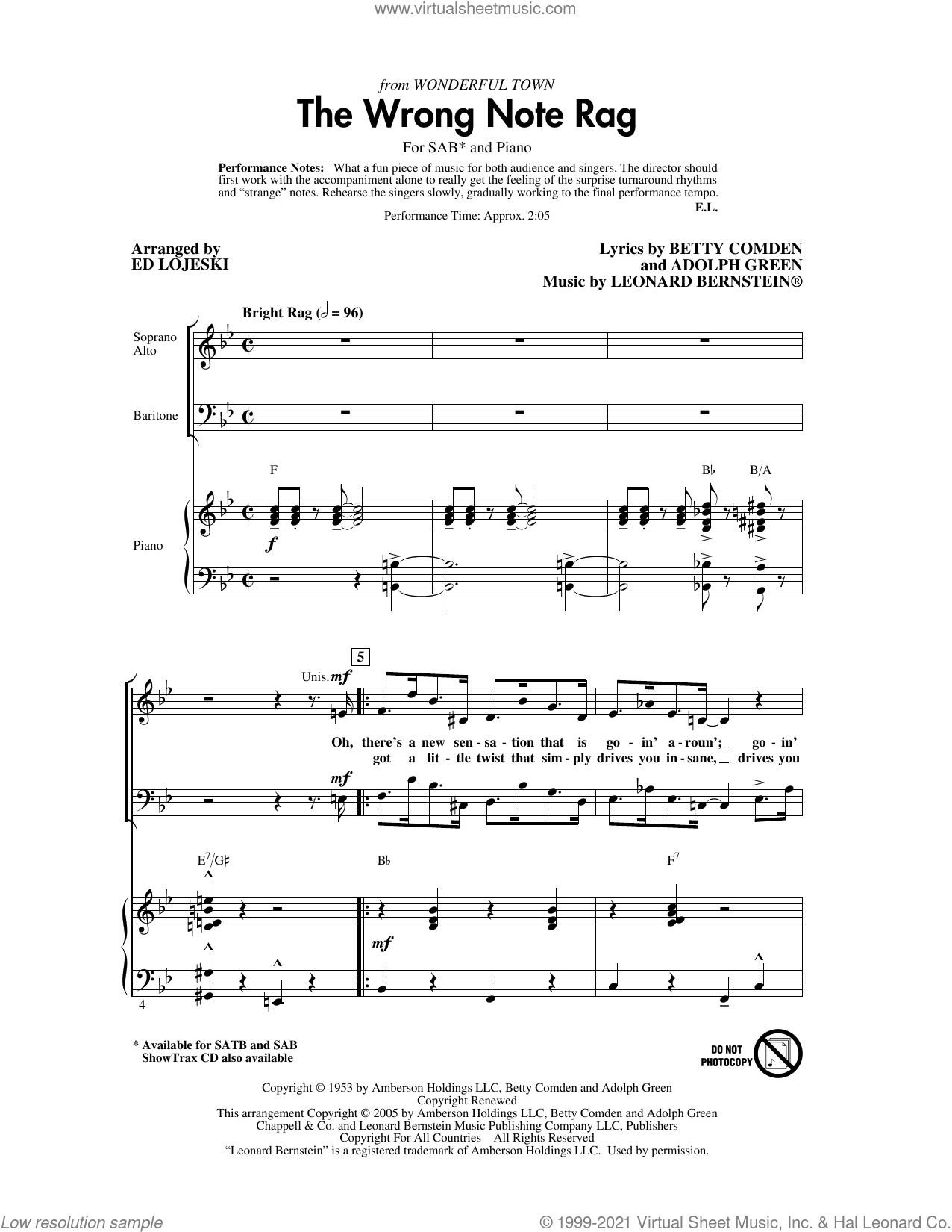 The Wrong Note Rag (from Wonderful Town) (arr. Ed Lojeski)