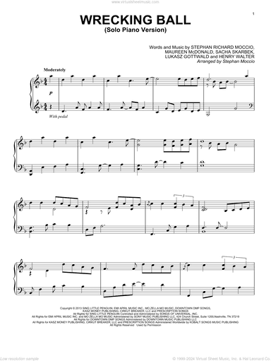 Wrecking Ball (Solo Piano Version) (arr. Stephan Moccio)