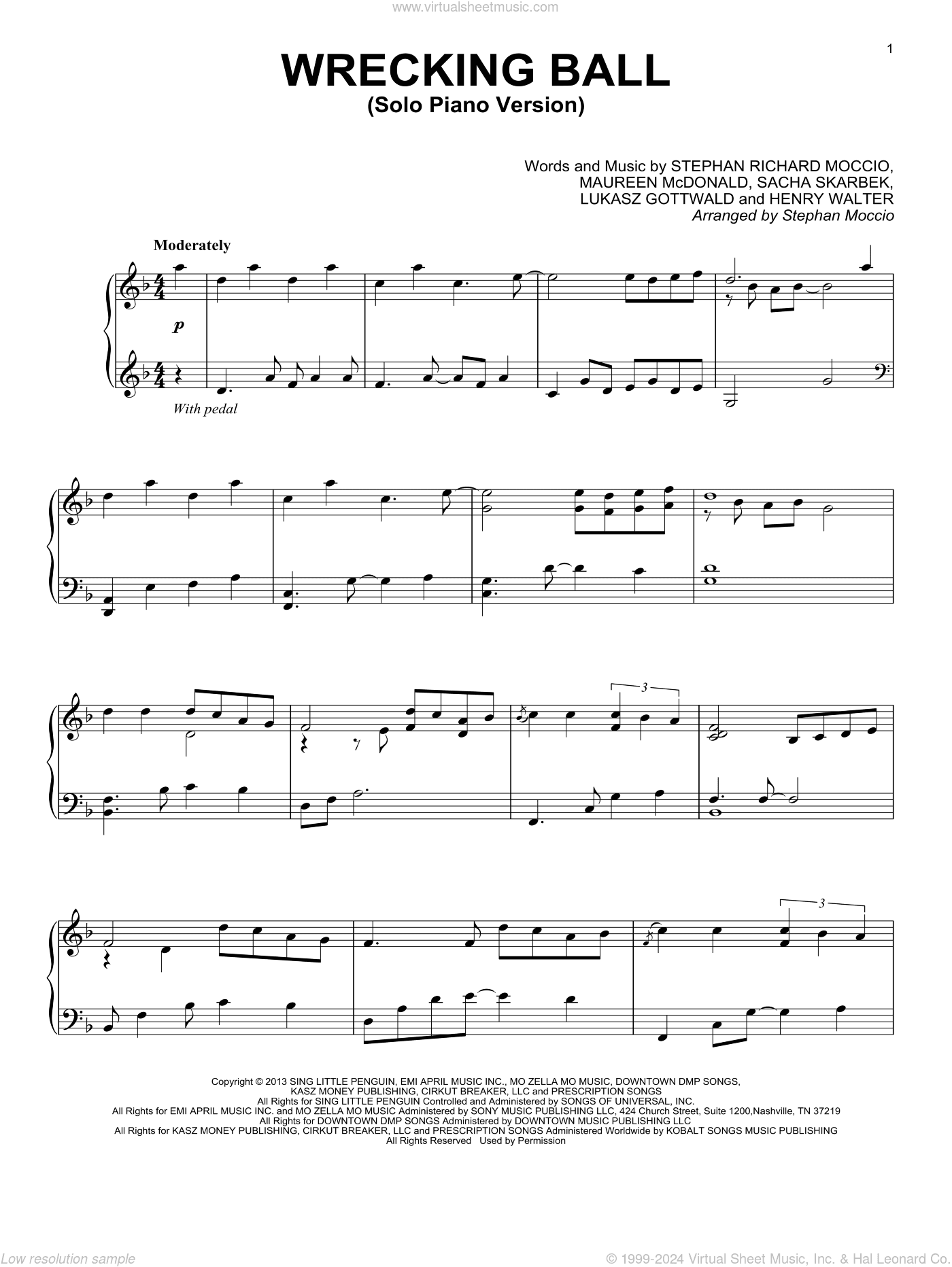 Wrecking Ball (Solo Piano Version) (arr. Stephan Moccio)