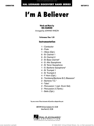 I'm a Believer (arr. Johnnie Vinson) (COMPLETE)